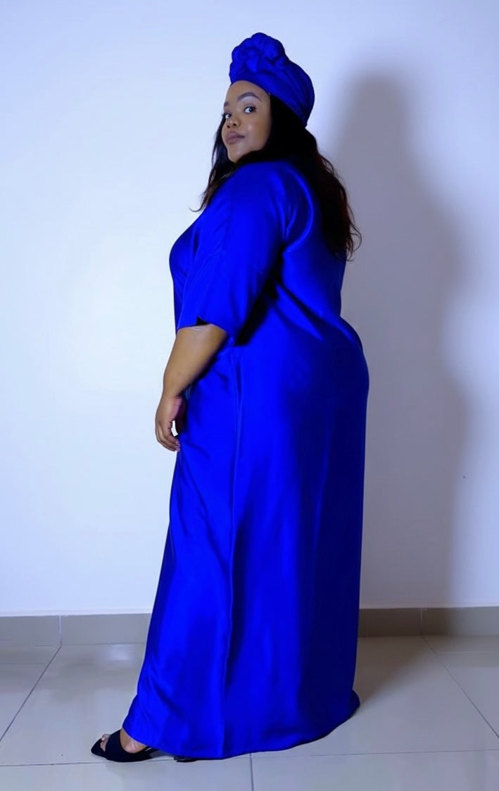 Royal Blue Plus-Size Bubu Dress – Flowy & Elegant
