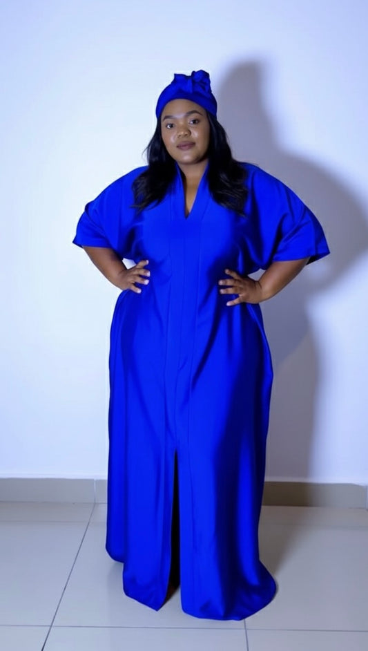 Royal Blue Plus-Size Bubu Dress – Flowy & Elegant