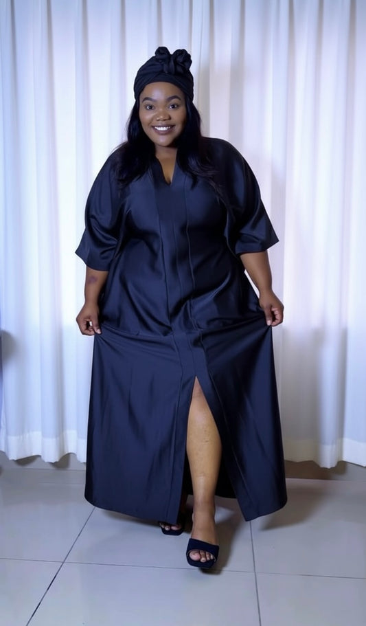 Elegant Black Plus-Size Bubu Dress – Flowy & Comfortable