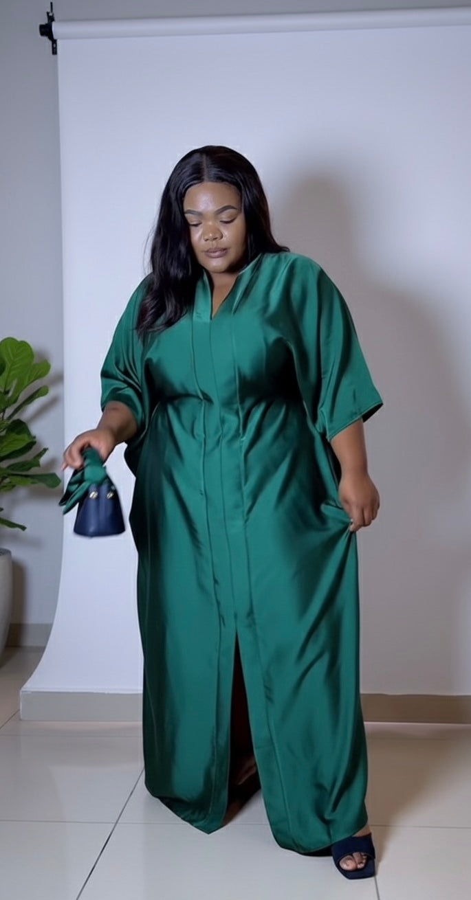 Emerald Green Plus-Size Bubu Dress – Flowy & Elegant