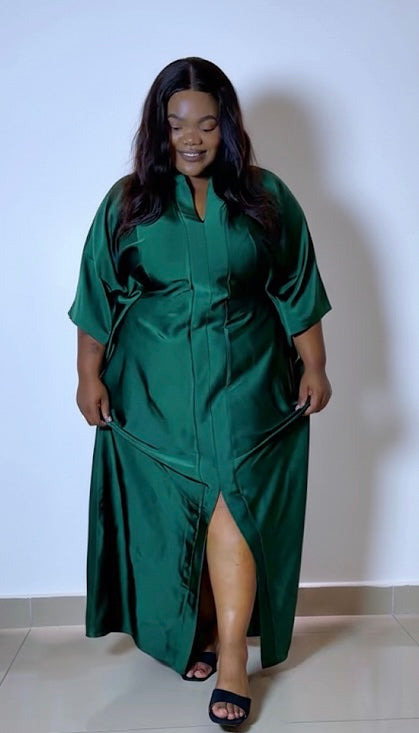 Emerald Green Plus-Size Bubu Dress – Flowy & Elegant
